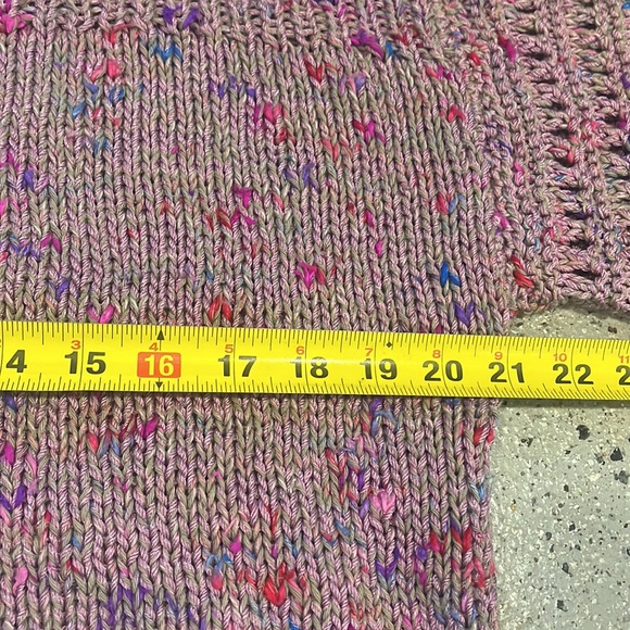 VINTAGE HAND MADE COLORFUL KNIT SWEATER PURPLE PINK SIZE M - Picture 9 of 11